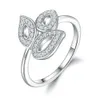 Anillos de banda 2023 Nuevo anillo de mariposa de plata esterlina S925 con circón de alta calidad Diamante completo de una sola fila Corazón Amor Anillo de mujer 18k Oro. Alta calidad