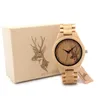 BOBO Bird Classic Bamboo Träklocka älg Deer Head Casual armbandsur Bambu Band Quartz Watches For Men Women341b