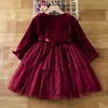 Girl Dresses 2023 Girls Christmas Dress For Kids Autumn Full Sleeve Sequined Tulle Tutu Princess Wedding Birthday Party Clothing