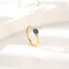 Bagues de cluster en acier inoxydable minimaliste pierre bleue bague de mariage femmes cristal mode bijoux cadeau taille 6-9