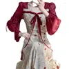 Casual Kleider 2023 Frühling und Herbst Rot Einteiliges Damen Kleid Kostüme Retro Chinesischen Traditionellen Stil Hanfu Für Erwachsene Weibliche