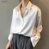 Chemisiers pour femmes Chemises en soie coréen bureau dames chemise élégante chemisier femmes mode boutonné chemise en Satin Vintage blanc long Sle dessus de chemise 11355L23121