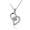 Wisiorki Sterling Srebrny sercowy szyja dla kobiecego łańcucha biżuteria