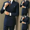 Etniska kläder Dubbelbröst Navy Lapel Blazer Groom passar män som passar Slim Fit Business Tuxedo för Costume Homme 2 Pieces 231213