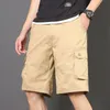 Yaz kargo şort erkekler rahat pamuk kısa pantolon tulumlar uzun boylu cepli sıcak pantolon askeri capri pantolon erkek kırpılmış dipler 44
