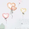 Hand-Paint Pink Heart Shape Balloons Wall Stickers för barnrummet Baby Girl Nursery Room Wall Decals Bedroom Kindergarten klistermärke