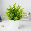 Decorative Flowers Artificial Bonsai Green Fake Plant Simulated Succulent Flower Potted Eucalyptus Indoor Home Bedroom Garden Decoration