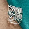 925 Sterling Silver Butterfly AAAAA Zircon Ring For Women Fashion Wedding Engagement Party Gift Ladies Charm Jewelry