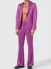 Мужские костюмы Bridalaffair, мужские пурпурные атласные шаль с лацканами, свадебный костюм для мужчин, костюм для выпускного на одной пуговице, Homme, 3 шт., блейзер, жилет, брюки