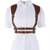 Bälten 2022 Fashion Punk Brown Leather Harness Belt Strap Girdle Sexiga kvinnor handgjorda dekorativ skjorta klänning Vest227d