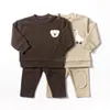 Ensembles de vêtements Ensemble de vêtements pour bébé garçon 2 pièces en coton biologique patch pull d'oie toppants vêtements pour enfants ensemble de vêtements pour enfants 231214