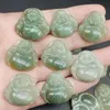 버마 100% 자연 타입 A jade jadeite 조각 된 행복한 부처 신 부적 펜던트
