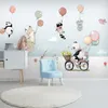 Autocollants muraux d'animaux de dessin animé, 280x160cm, pour chambre d'enfants, papier peint en ballon Lovley Panda, décoration murale en vinyle, décoration de chambre à coucher et de maison