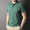 Polos masculinos 2023 camisa polo sólida manga curta camiseta preto topos casual negócios botão t camisas de verão roupas masculinas