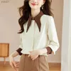 Blouses Femme Chemises 2023 automne hiver mode coréenne chemisiers à long traîneau femmes élégant tout Match bureau dame chemises décontractées Vintage Tops basiquesL231214