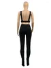 Kvinnors tvåbitar byxor Fantastiska kvinnors träningssatser Scoop Neck Sleeveless Tank Crop Top och elastisk midja Split hem Sweatpant Casual