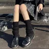 Meias femininas inverno quente malha jk meias mangas para cor sólida casual manga longa perna lolita empilhar punhos de inicialização curtos