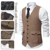 Gilet da uomo Gilet da uomo Gilet monopetto Giacca senza maniche in misto lana Blazer Slim Fit Gilet da lavoro formale da matrimonio casual