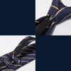 Cravates d'arc de marque rayé bleu bureau d'affaires 8 cm de large cravate à fermeture éclair pour hommes robe de soirée de mariage costume cravate mâle cadeau avec boîte