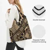 Shopping Bags Leopard Fur With Ethnic Ornaments Bag Foldable Grocery Capacity Brown Animal Pattern Recycling Handbag