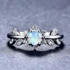 10 adet 1 lot moda düğün mücevher ateşi opal mücevher gümüş yüzükler Rusya Amerikan Avustralya Kadın Yüzük Mücevher Hediye280a