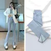 Women's Jeans Open Fork Wide Leg Invisible Crotch Outdoor Sex High Waist Slim Flare Pants