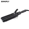 Curling Irons Sonofly 22mm LCD Hår Curler Electric Triple Barrel Ceramics Curling Iron Hair Waver Styling Tools Anions Snabbvärme JF-112 231213