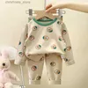 Pyjamas Children Christmas Pyjamas Winter Clothing Set For Boys Girls O-Neck Tops + Long Pants Baby Sleepwear Cartoon Bear Kids Pyjamas R231214