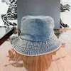 Crianças populares Fedora Designer Crianças largas Chapéus Tamanho 3-12 T menina Fisherman Hat Box embalagem Blue Denim Fabric Caps de bebê dec05