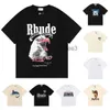 Rhude Tshirt Designer Magliette da uomo Tide Stampato Tee Uomo Donna Girocollo Manica corta Casual Allentato Moda High Street Hip Hop Treetwear Magliette Oversize Top VREH