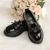 Robe chaussures enfants mode filles style anglais bowknot doux anti-dérapant en cuir noir peu profond fête décontractée 231214