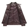 Mäns jackor 2024 Fashion Leather Jacket Slim Fit Stand Collar Pu Coat Male Windproof Motorcykel LAPEL Diagonal dragkedja Ytterkläder