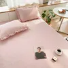 Bedspread Korean Style Quilted Double Bed Cover and Pillowcase 100% Cotton Ruffles Comfortable Queen Size Bedspread Set Soft Home Coverlet 231214