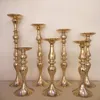 Bröllopsdekoration Centerpiece Metal Candle Holder Gold Flower Vase Tabletop Candlestick Tall Flower Stand278J