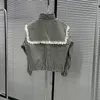 女性用ジャケットレースパッチワーク偽ショールネイビーカラーマルチジャケットレディースカレッジデザイナーファッション格子縞のブラックコート2023スプリング