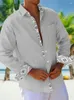 Erkekler Elbise Gömlek 2024 Moda Gündelik Dış Renk Çiçek Çiçek Bir Pocket Gömlek Uzun Kollu Düğme Sokak Plajı Top 6xl