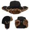 Traper Hats Men Winter Trooper Earflap ciepłe rosyjskie wodoodporne czapkę narciarską czapkę ochronę ucha 231213