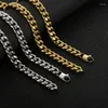 Chains 11mm Men Women Miami Gold Plate Curb Cuban Chain Necklace Bracelet Punk Hiphop Polished Stainless Steel Bike Necklaces Jewelry