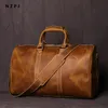 Duffel Bags Retro Couro Masculino Bolsa de Viagem Crazy-Horse Couro Grande Capacidade Saco de Bagagem Camada Superior Homens Portátil Diagonal Bag NZPJ 231214