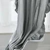 Gardinvita ruffle gardiner för matsalar Bomullslinne Shabby Chic Trim Privacy Sheer Drapes Bedroom Canopy Home Decorations 231213