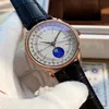 Men's Watch Automatic Mechanical 18K Rose Gold Moon Phase Date Watches 39mm Crocodile Pattern Pin Buckle High-end Wristband275U