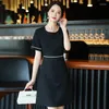 Festklänningar Koreanska vintage Kort ärm O Neck Summer Dress Office For Women Professional Elegant Chic Formal Ladies Wear