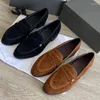 Chaussures décontractées pour femmes, mocassins en daim de mouton de Style français