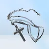 Moda Erkek Gümüş Zincir İncil Yüzük Çapraz Kolye Kolye Hip Hop Takı Paslanmaz Çelik Bağlantı Zincirleri M3916082 için Punk Siyah Kolyeler