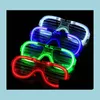 Autres fournitures de fête festives Mode LED Lunettes de lumière Clignotant Volets Forme Flash Lunettes de soleil Danses Fournitures de fête Festival Décor Dhgmk