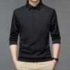 Polos masculinos Slim Fit Mens Dress Shirt Blusa Business Formal Tops com botão colarinho manga comprida T Vinho Vermelho / Azul Marinho