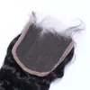 Löst djup våg 4x4 spetsstängning brasiliansk jungfrulig mänsklig hår transparent schweizisk spetsfri del före plockad med babyhår naturligt svart