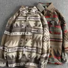 Men's Sweaters Heavy Vintage Tribal Pattern Woolen Fabric Long Sleeve Shirt Autumn And Winter Thick Warm American Casual Coat