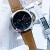 Pan aço inoxidável Relógios de pulso para homens 2024 Novos relógios masculinos todos os discos de trabalho de trabalho assistir o relógio de luxo de luxo Menas Moda Black Leather Strap Pa04