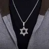 Bijoux Hip Hop Fashion pour hommes Crystal Iced Out Star of David Symbol Pendant Full Diamond Star Collar Collier Ornement